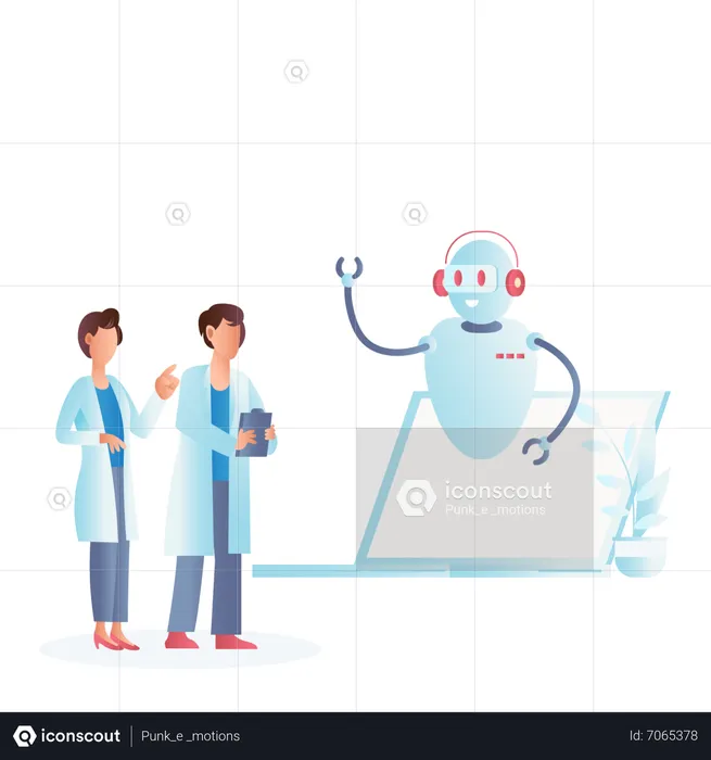 Doctor and chatbot  Illustration