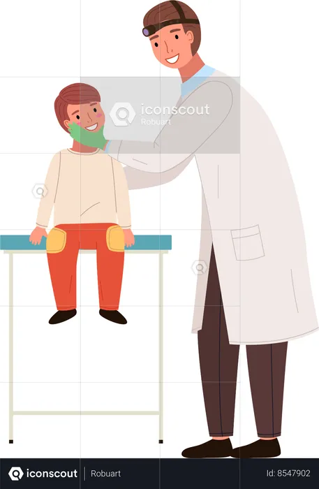 Doctor and little patient on medical examination  Illustration