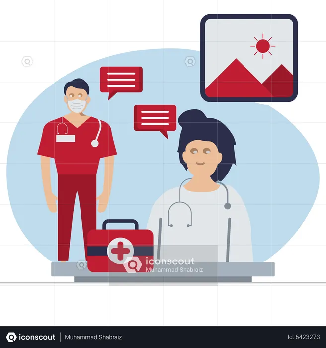 Doctor and nurse Conversation  Illustration