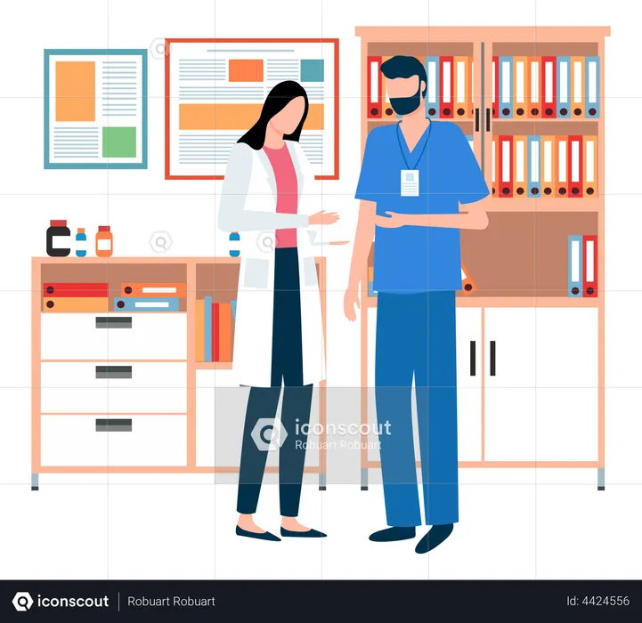 Doctor and nurse doing discussion  Illustration