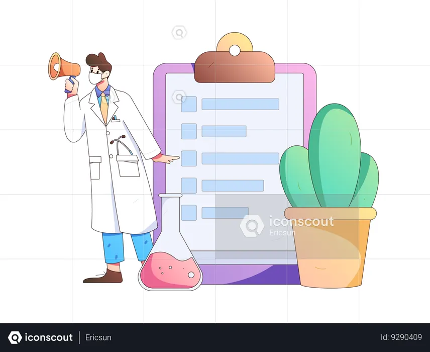 Doctor announcing medical experiment  Illustration