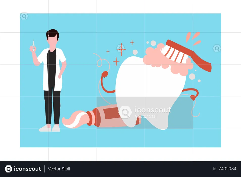 Doctor asking to brush  teeth  Illustration