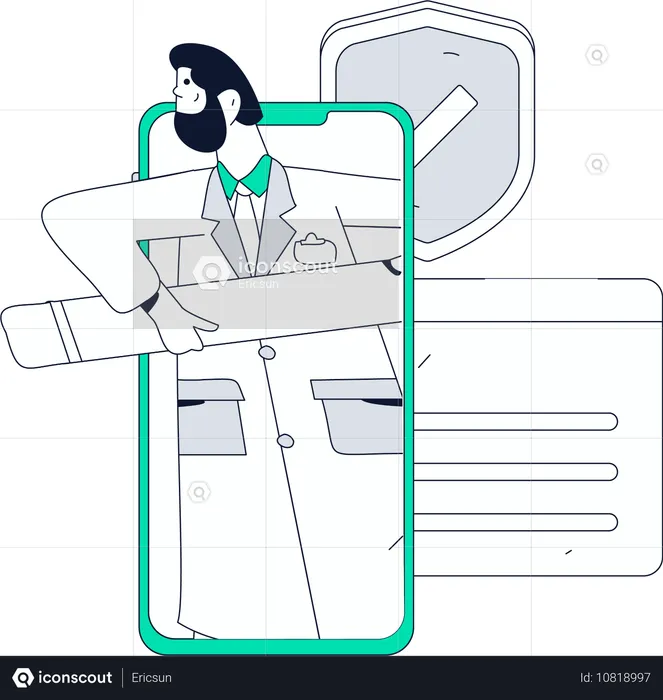 Doctor Assistant Working Remotely  Illustration