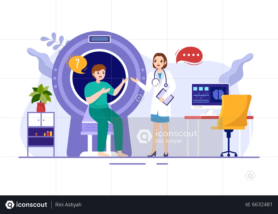 Doctor assisting about MRI scan  Illustration