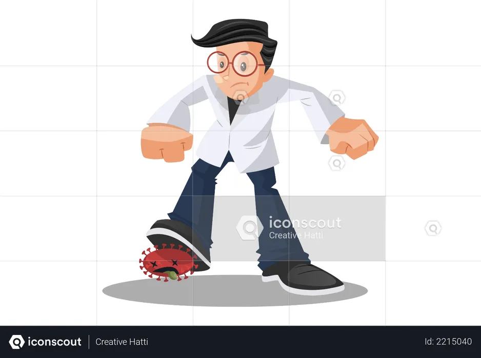 Doctor Beating Coronavirus  Illustration