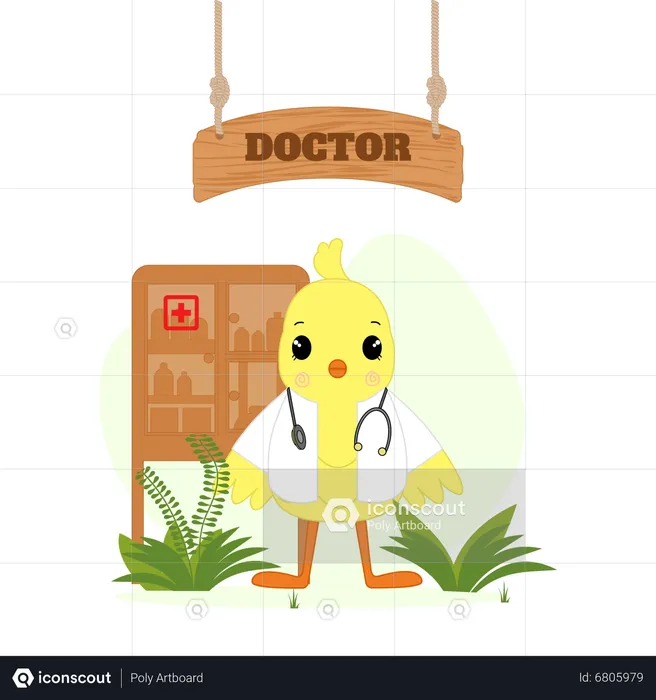 Doctor bird standing confidently  Illustration