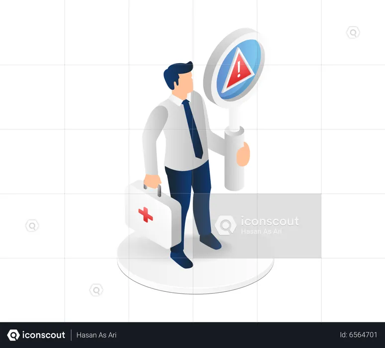 Doctor Carrying Medical Bag With Looking Incident  Illustration