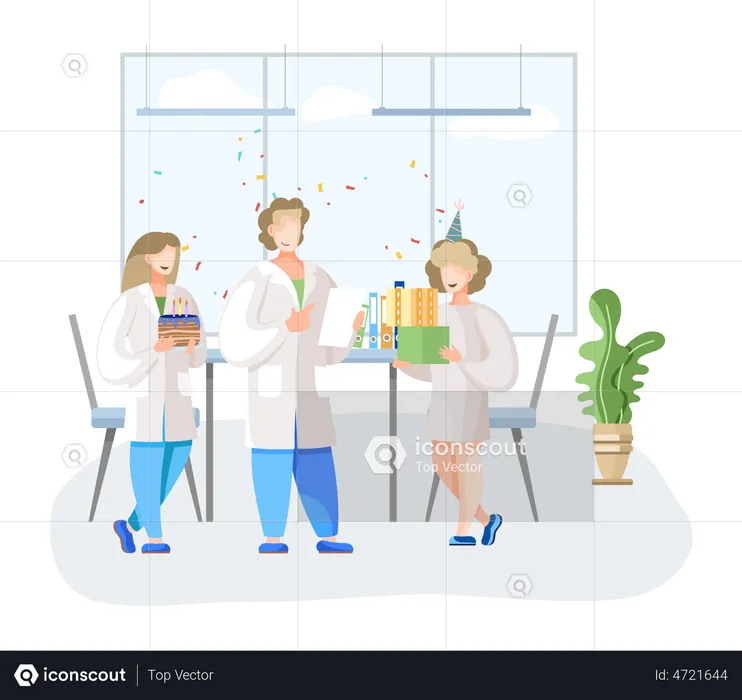 Doctor celebrating party at hospital  Illustration