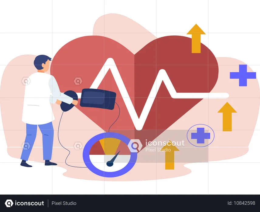 Doctor Check Blood Pressure Checkup  Illustration