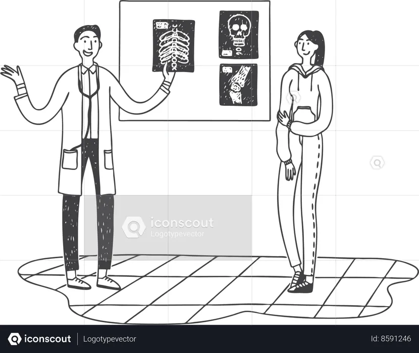 Doctor check woman xray  Illustration