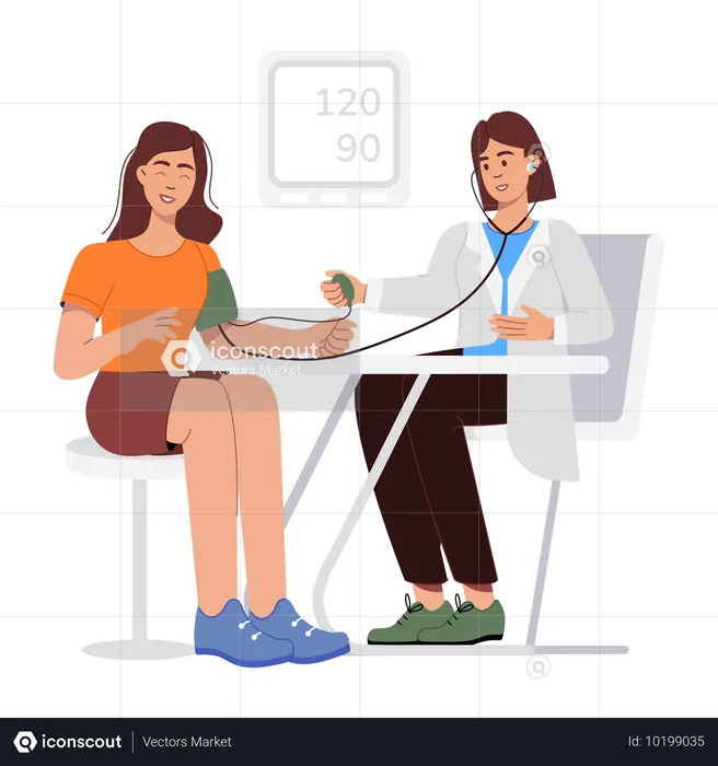 Doctor checking BP Monitoring  Illustration