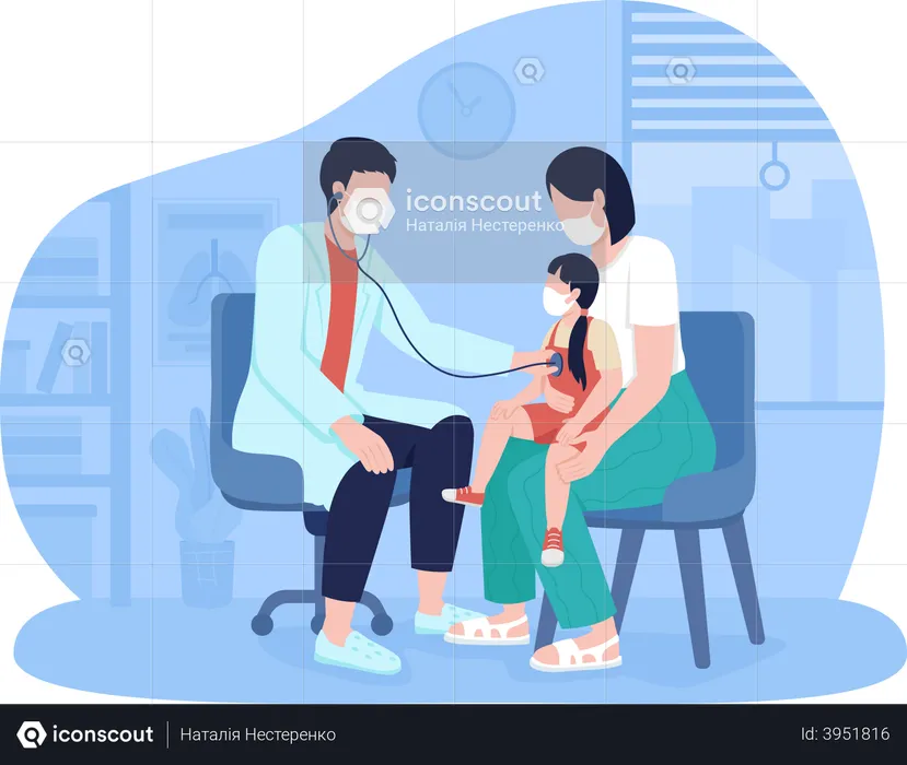 Doctor checking child  Illustration