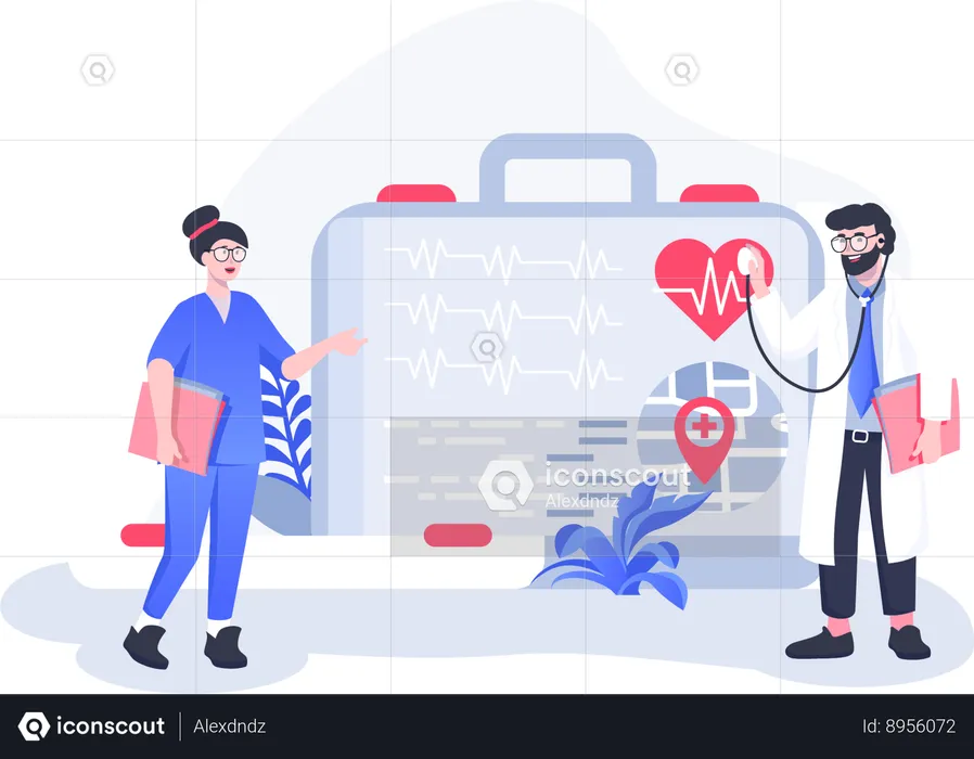 Doctor checking heart beat  Illustration