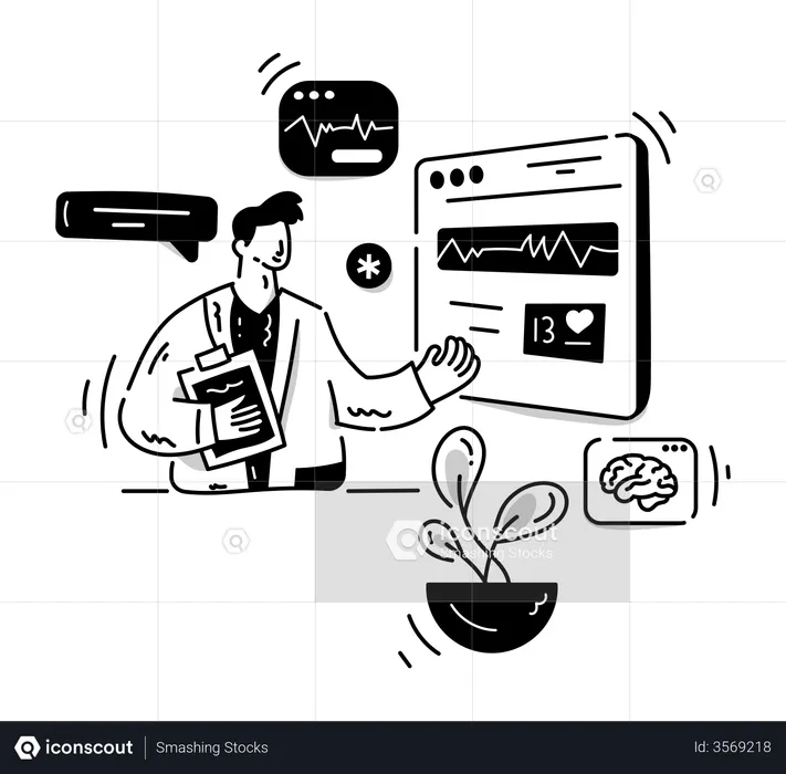 Doctor checking heart rate  Illustration