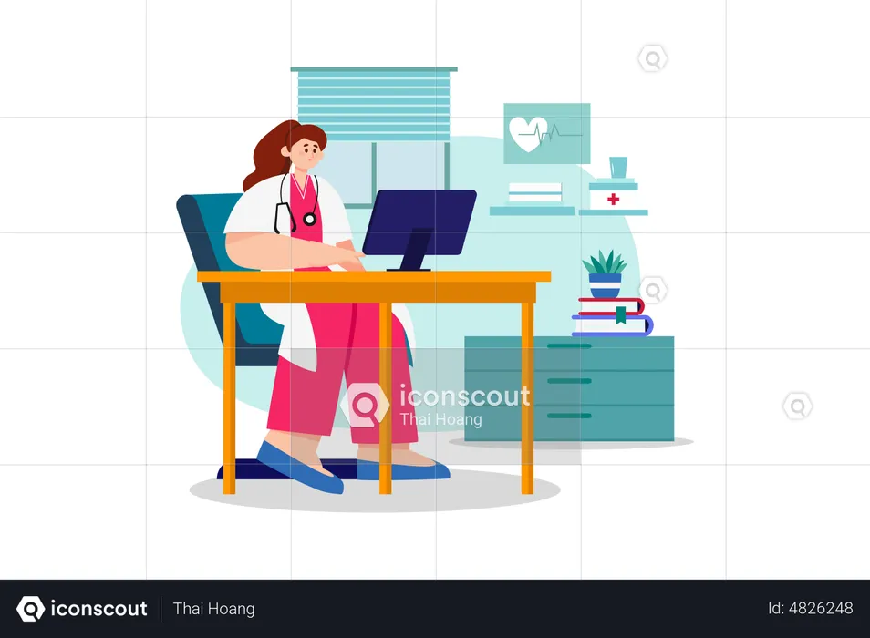 Doctor checking her appointment  Illustration