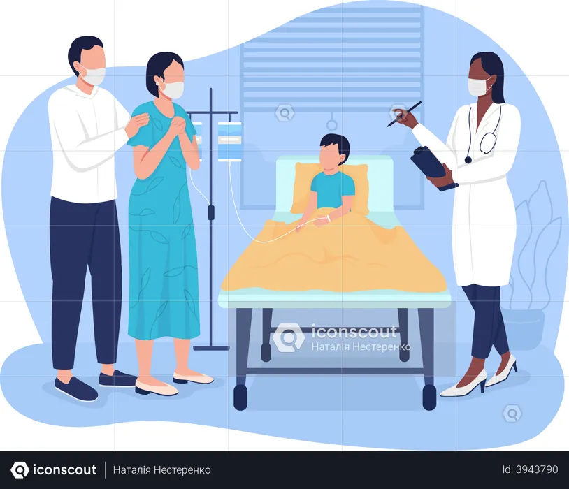 Doctor checking Kid in emergency room  Illustration