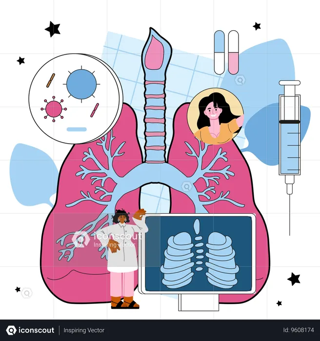 Doctor checking lungs  Illustration