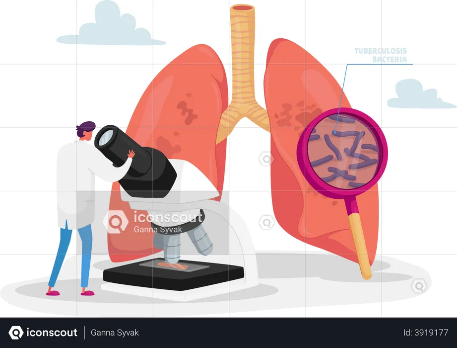 Doctor Checking Lungs Sputum on Pulmonology  Illustration