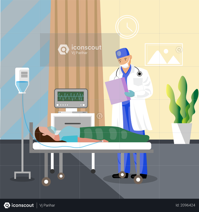 Doctor checking patient Illustration