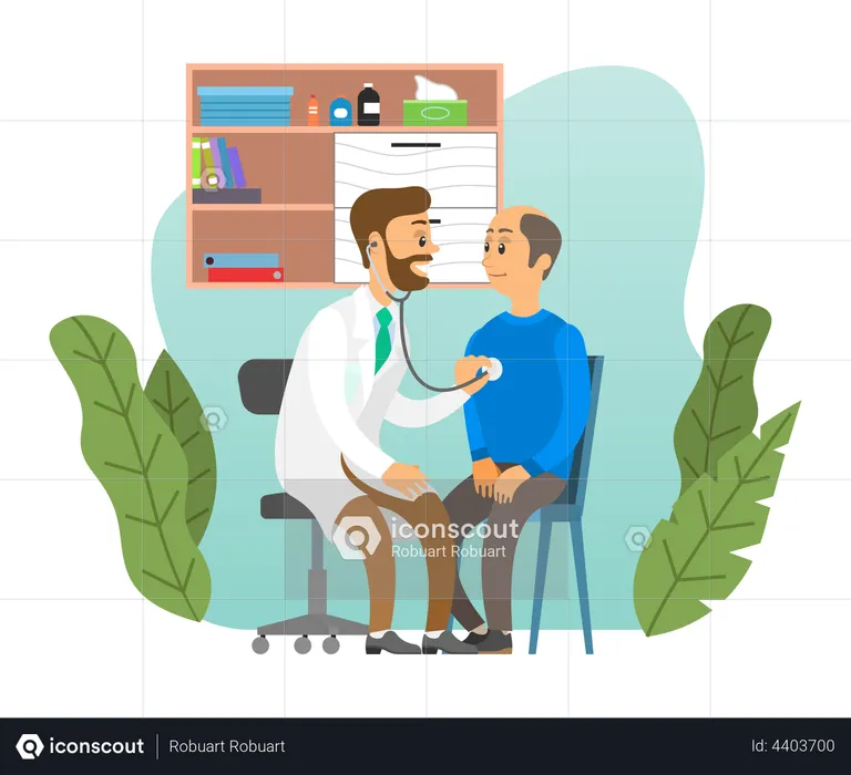 Doctor checking patient heartbeat  Illustration