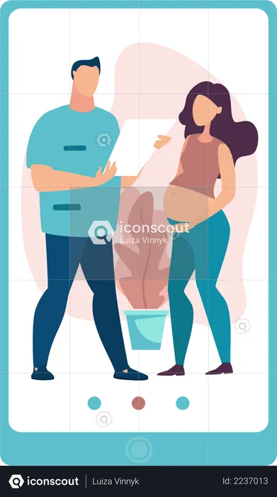 Doctor checking pregnant lady online  Illustration