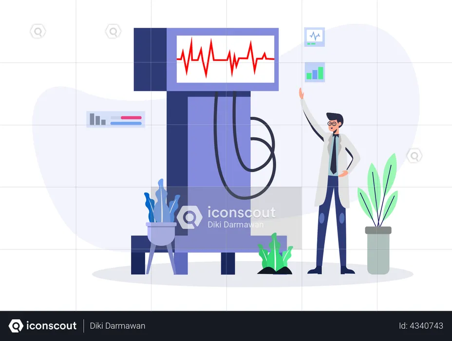 Doctor Checking to Heartrate Monitor  Illustration