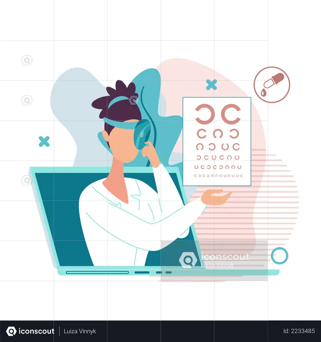 Doctor Checking Vision Online With Vision Chart  Illustration