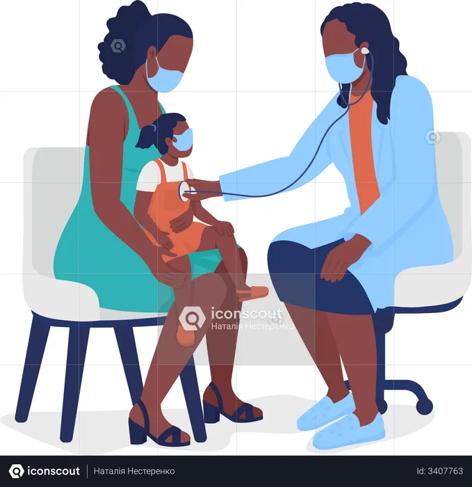 Doctor checks child health  Illustration