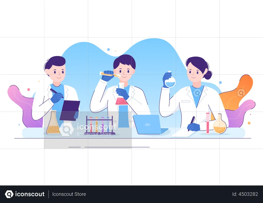 Doctor conducting medical research  Illustration