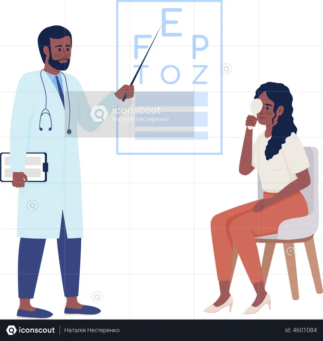 Doctor conducting vision checkup  Illustration