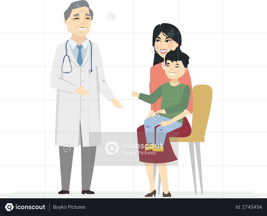 Doctor consulting family  Illustration