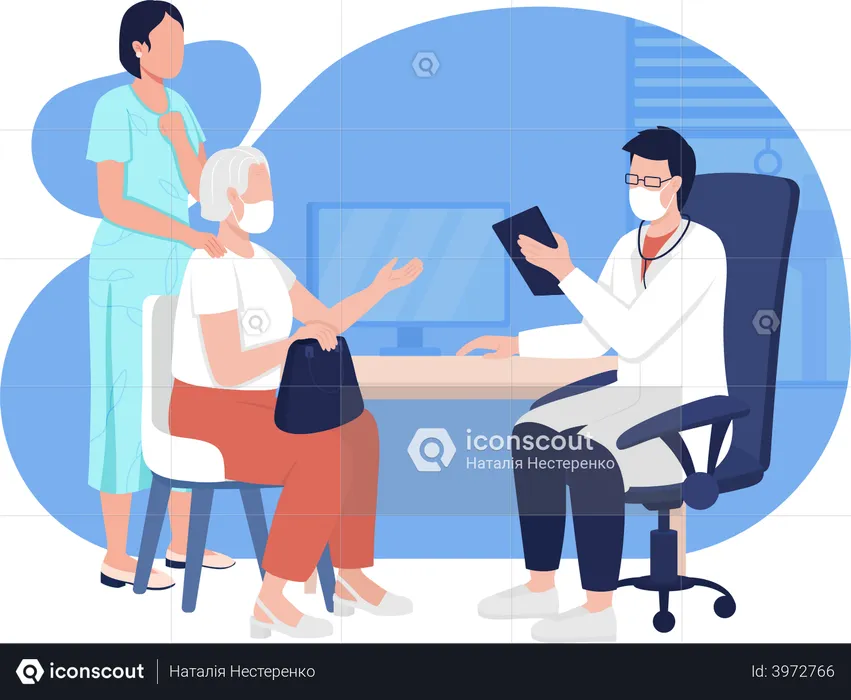 Doctor consults patient  Illustration