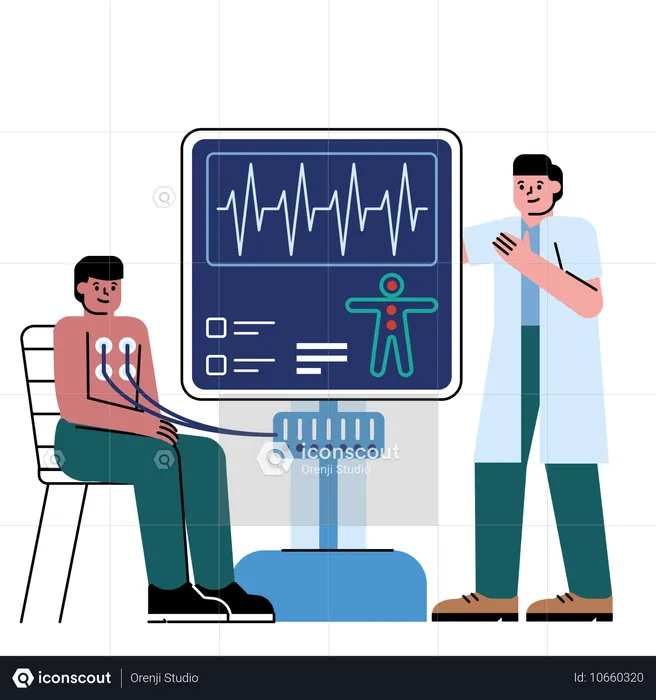 Doctor discusses ECG Report of patient  Illustration