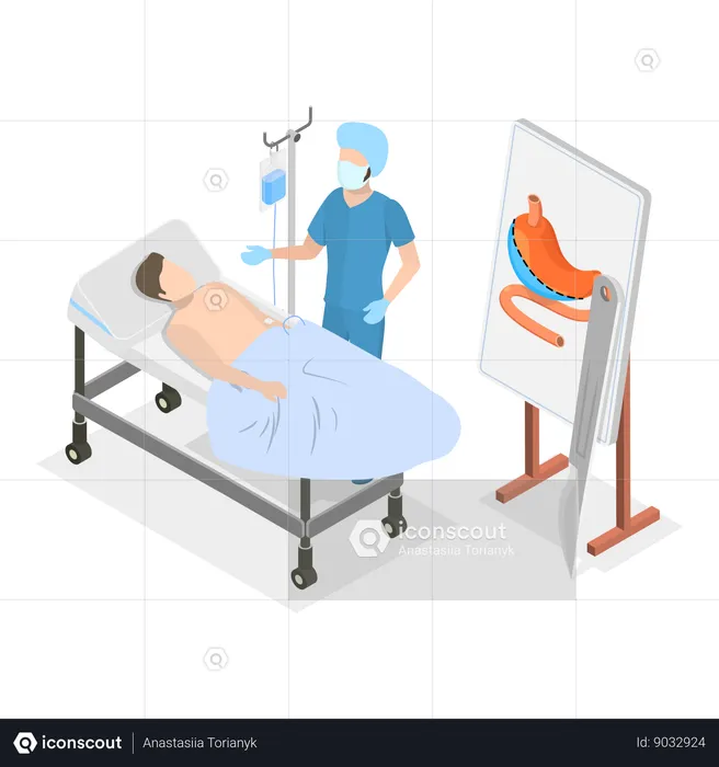 Doctor doing bariatic surgery for patient  Illustration