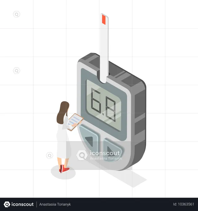 Doctor doing blood sugar test  Illustration