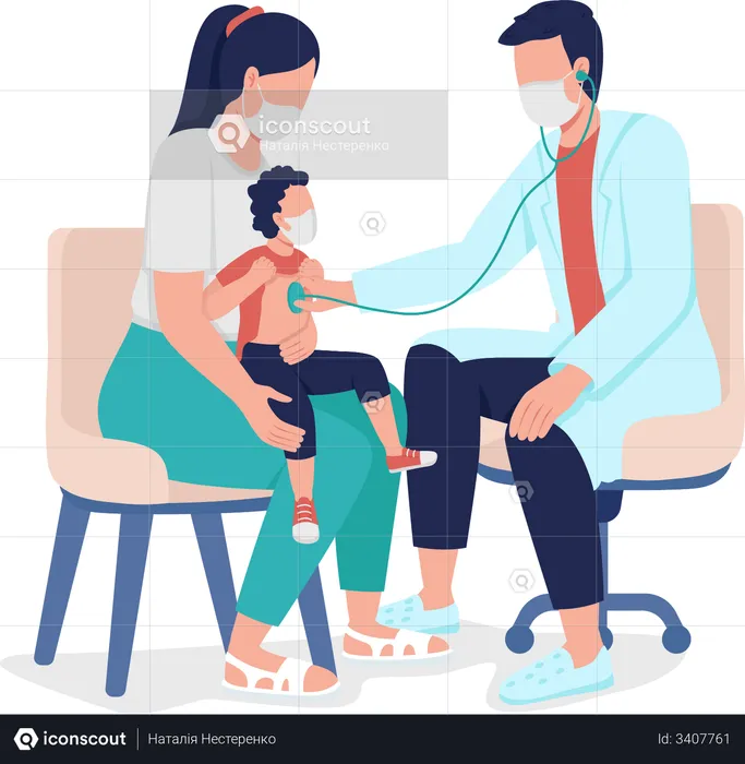 Doctor doing checkup of kid  Illustration