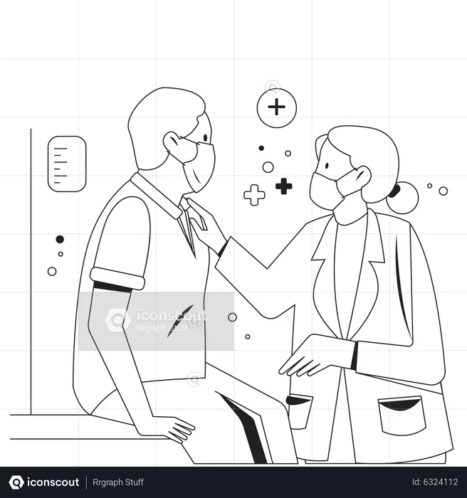 Doctor doing checkup of man  Illustration