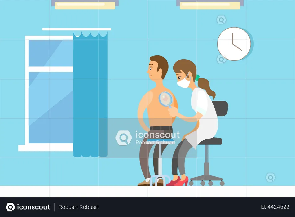 Doctor doing checkup of patient  Illustration