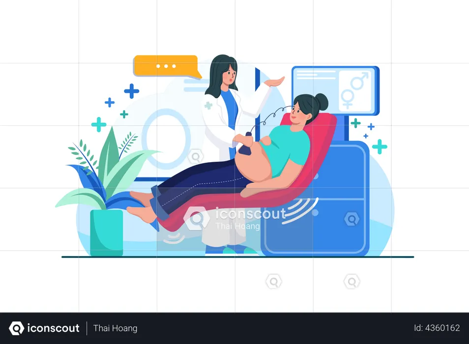 Doctor doing checkup of pregnant woman  Illustration