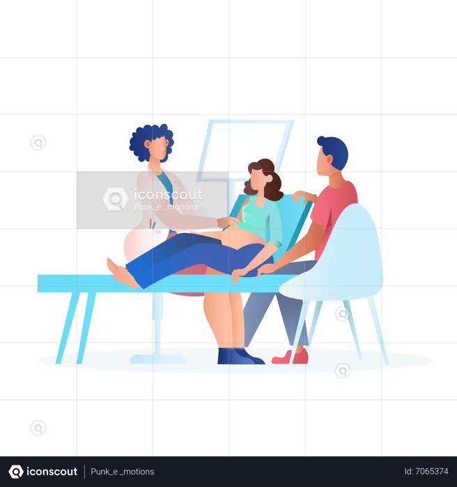 Doctor doing checkup of pregnant woman  Illustration