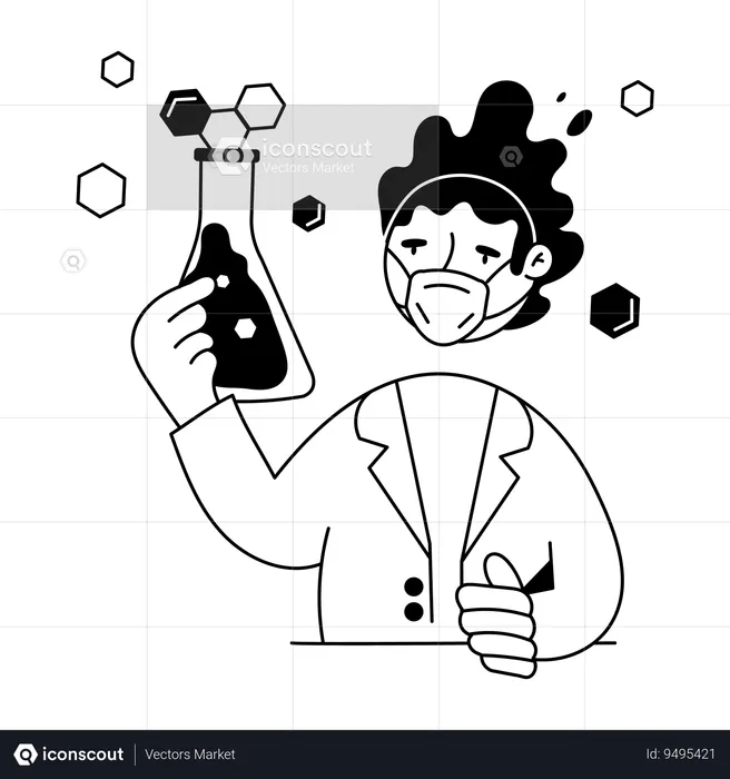 Doctor doing chemical experiment  Illustration