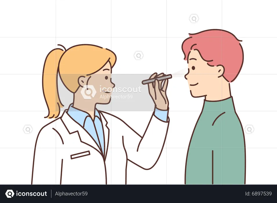 Doctor doing eye checkup  Illustration