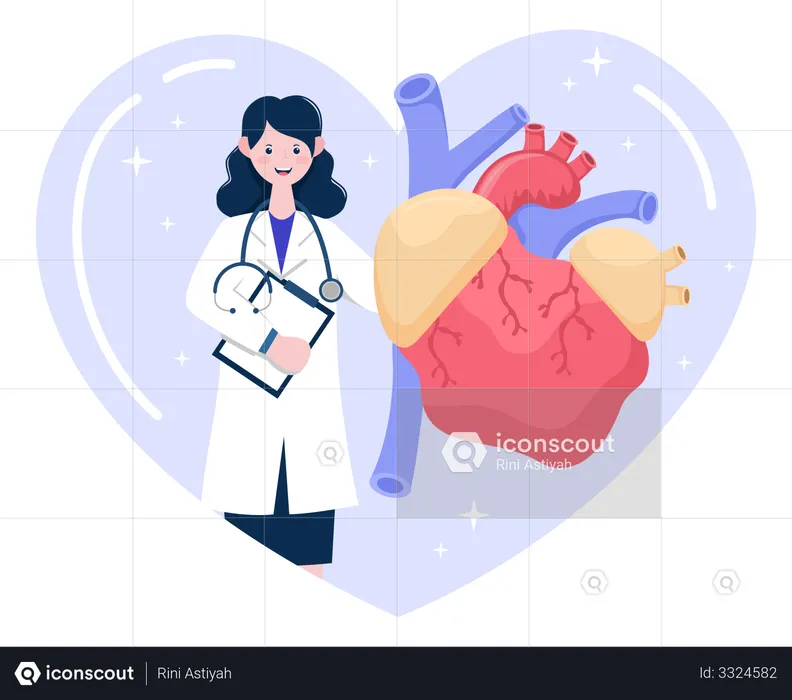 Doctor Doing Heart Checkup  Illustration