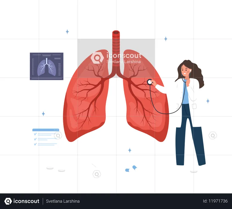 Doctor Doing Lungs Checkup  Illustration