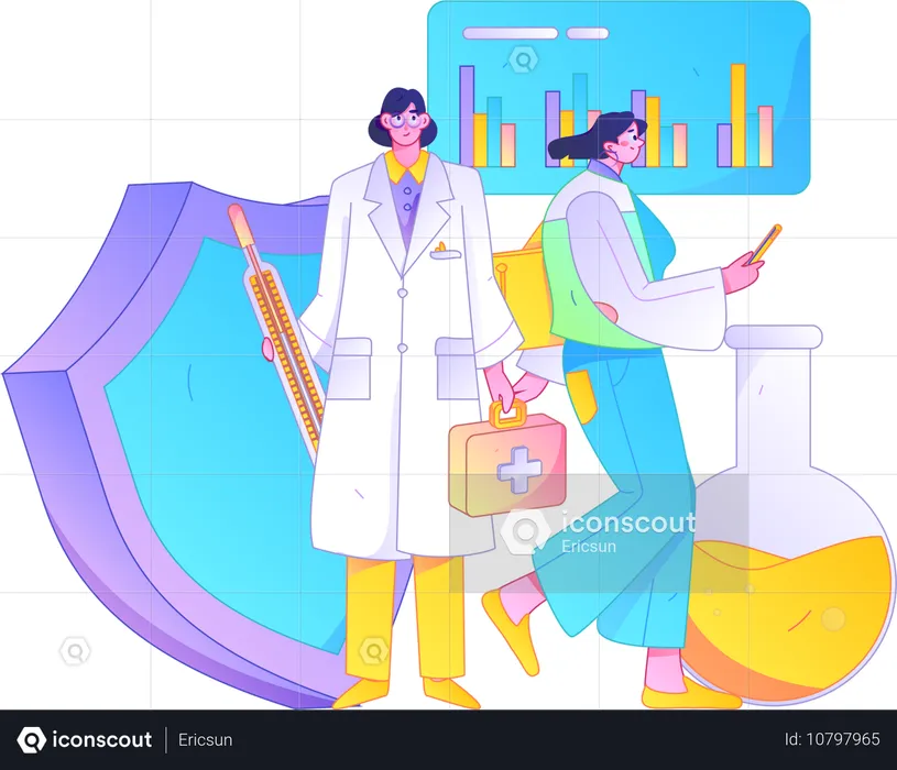 Doctor doing medical analysis  Illustration