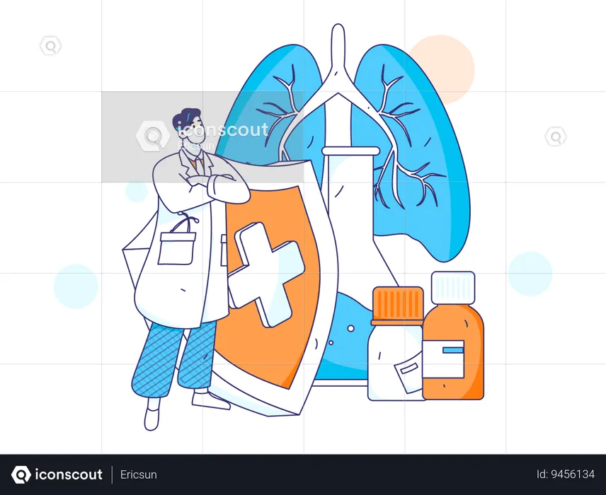 Doctor doing medical research  Illustration