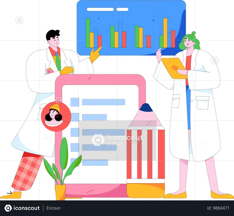 Doctor doing medical research  Illustration