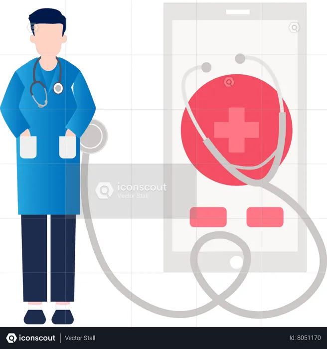 Doctor doing online checkup  Illustration