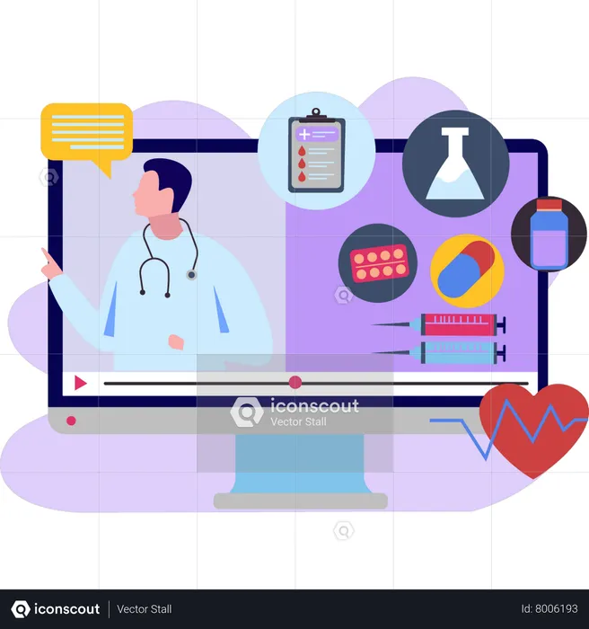 Doctor doing online checkup  Illustration