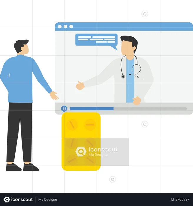 Doctor doing online checkup of patient  Illustration